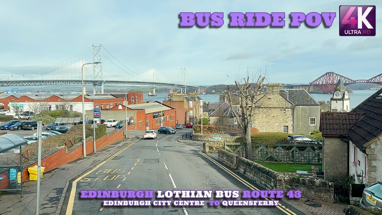 Edinburgh to Queensferry | Scotland | Lothian Country Bus Route 43 | Bus Ride POV 4K