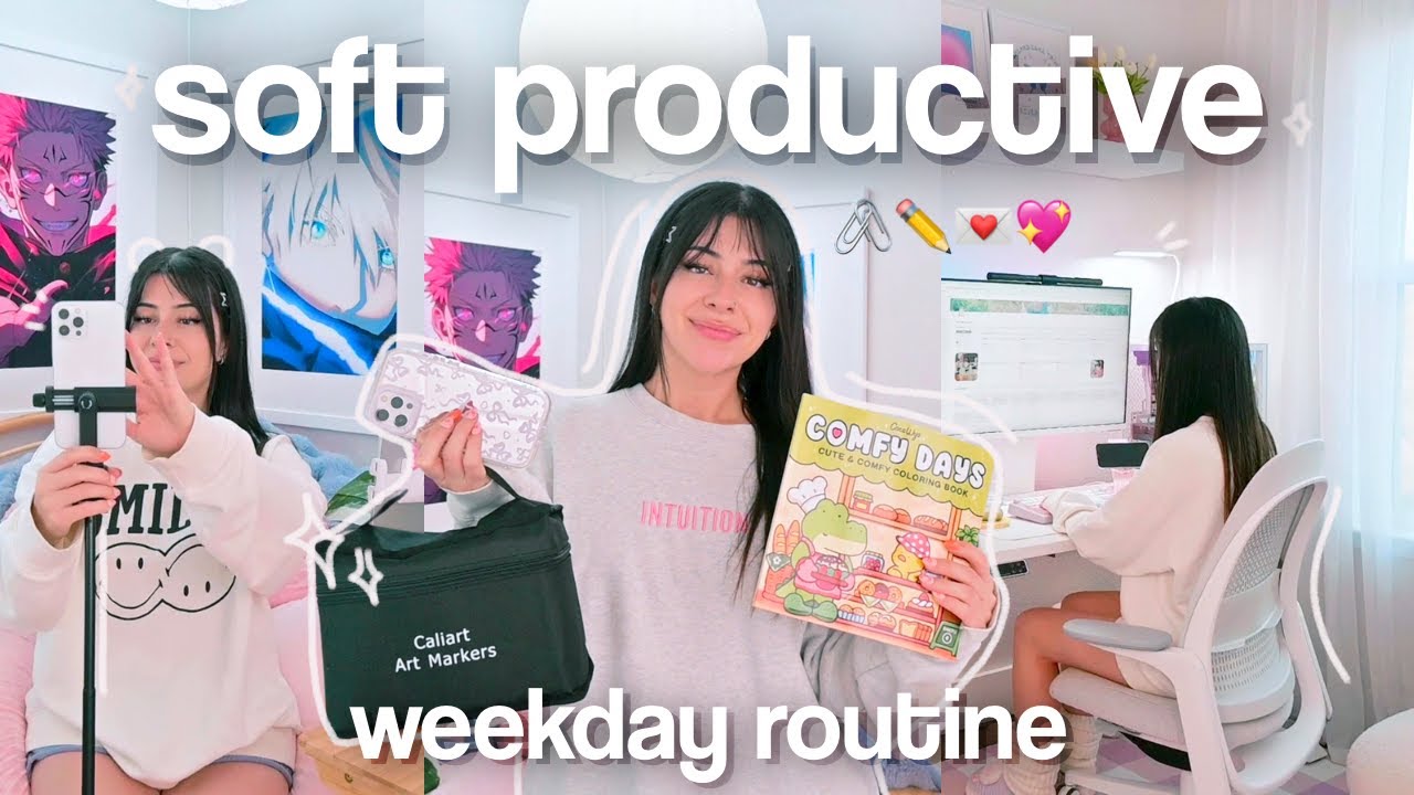 soft PRODUCTIVE routine ₊˚🎧⊹♡ organizing, planning + work, exploring new hobbies, & movement &deg;˖✧˚