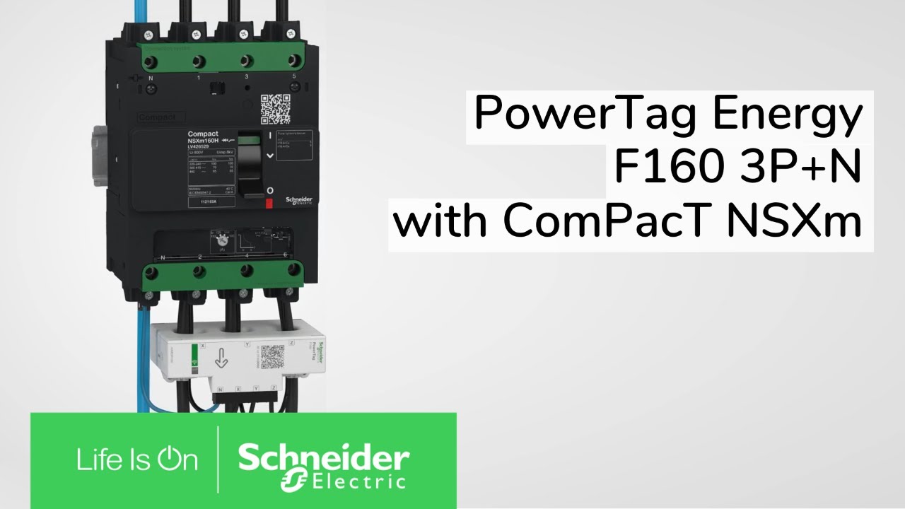 Как установить PowerTag Energy F160 3P+N с ComPacT NSXm | Служба поддержки Schneider Electric