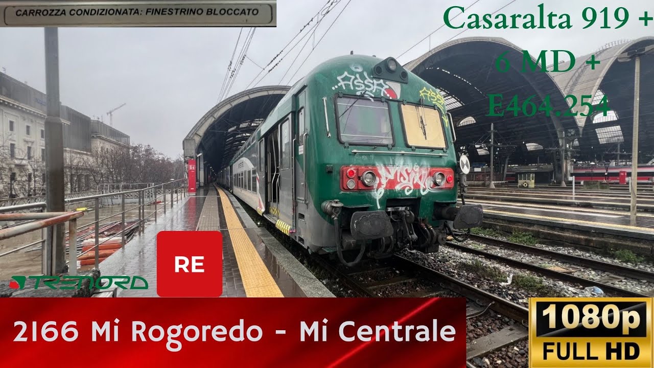 🚉 CASARALTA 919 + MD + E464.254 sulla 🔴 RE11 2166 da MI ROGOREDO a MILANO C.LE sotto l'ACQUA