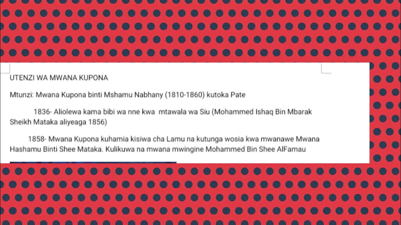 UTENZI WA MWANA KUPONA BETI 102; Ushairi wa Uswahilini•