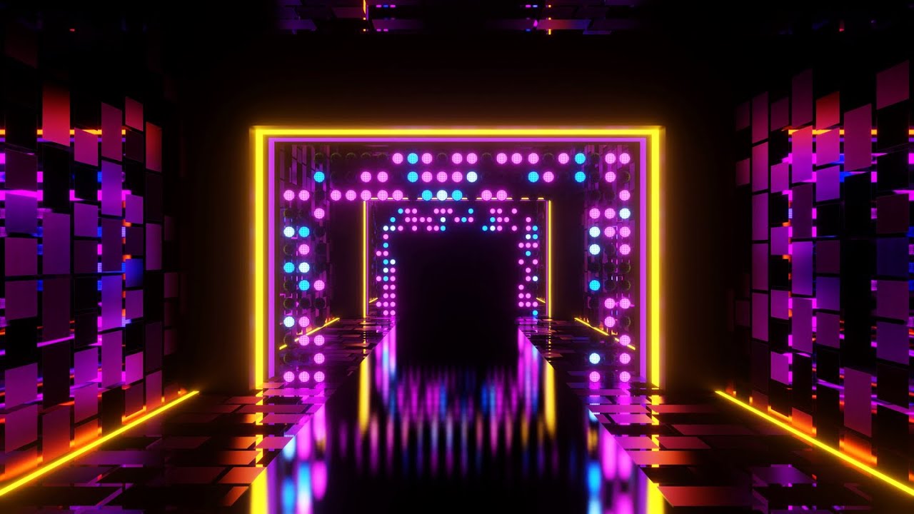 4K Square Party Vibe || Neon Lights Tunnel || Metallic Colors Relaxing Background Video Screensaver