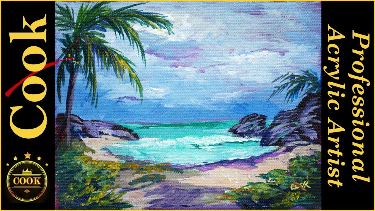 Cozumel Secluded Tropical Beach Acrylic Tutorial with Ginger Cook