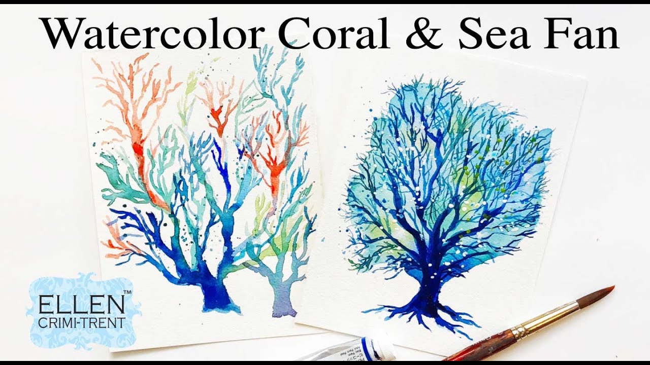 EASY coral and Sea Fan Watercolor tutorial