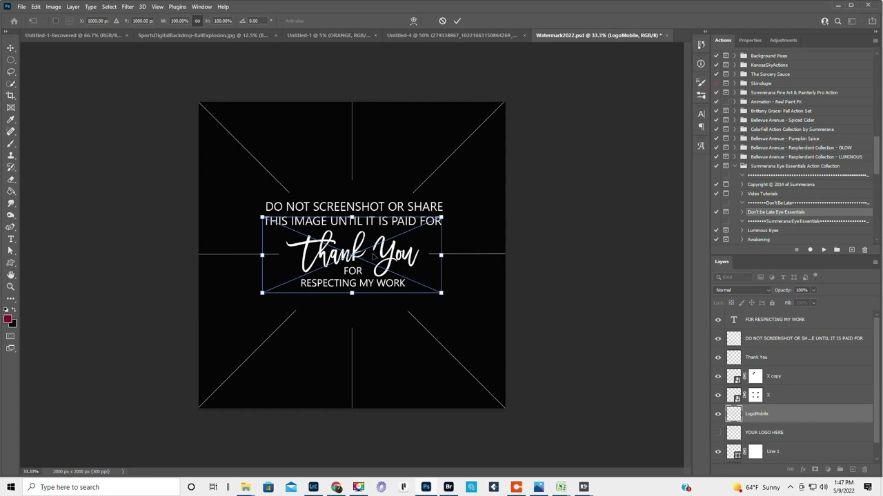 Editing the watermark I sell on Etsy in Photoshop.  Link in description.