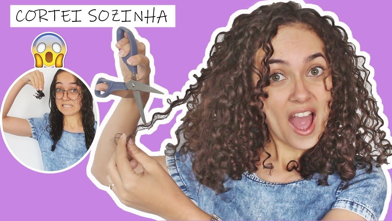COMO CORTO MEU CABELO CACHEADO SOZINHA | CORTE RETO