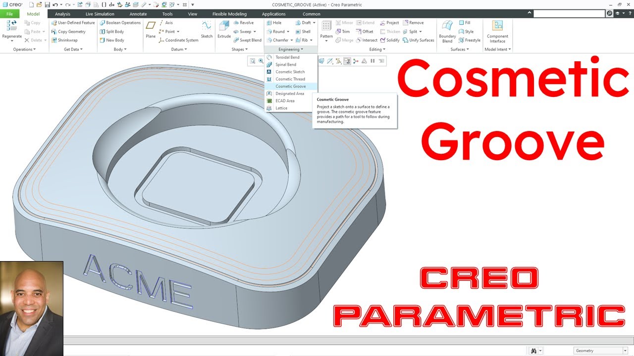Creo Parametric - Cosmetic Groove