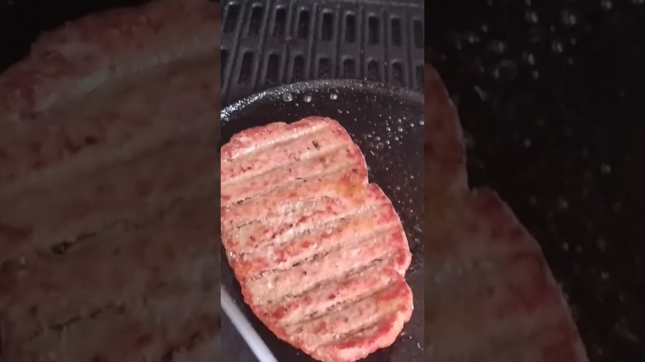 Pan searing a McRib patty after smoking 