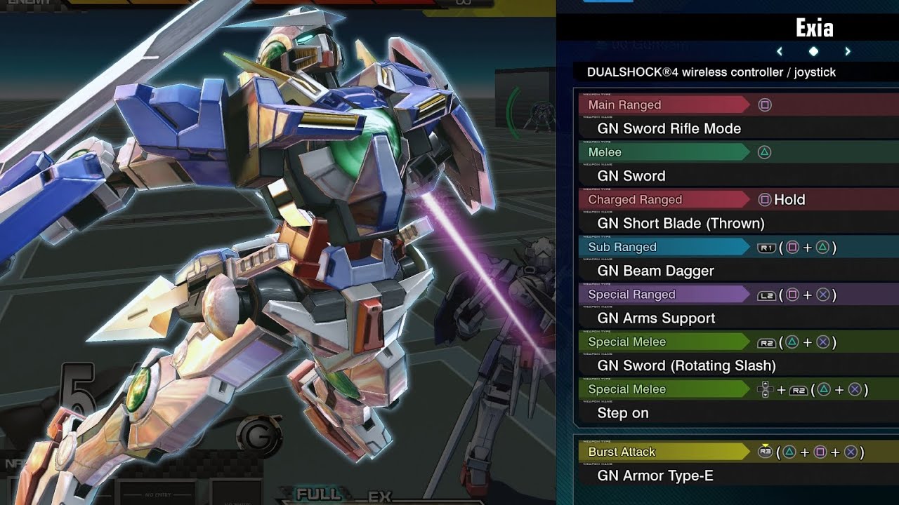 Gundam Exia - Gundam Extreme Versus Maxi Boost ON Combo Guide