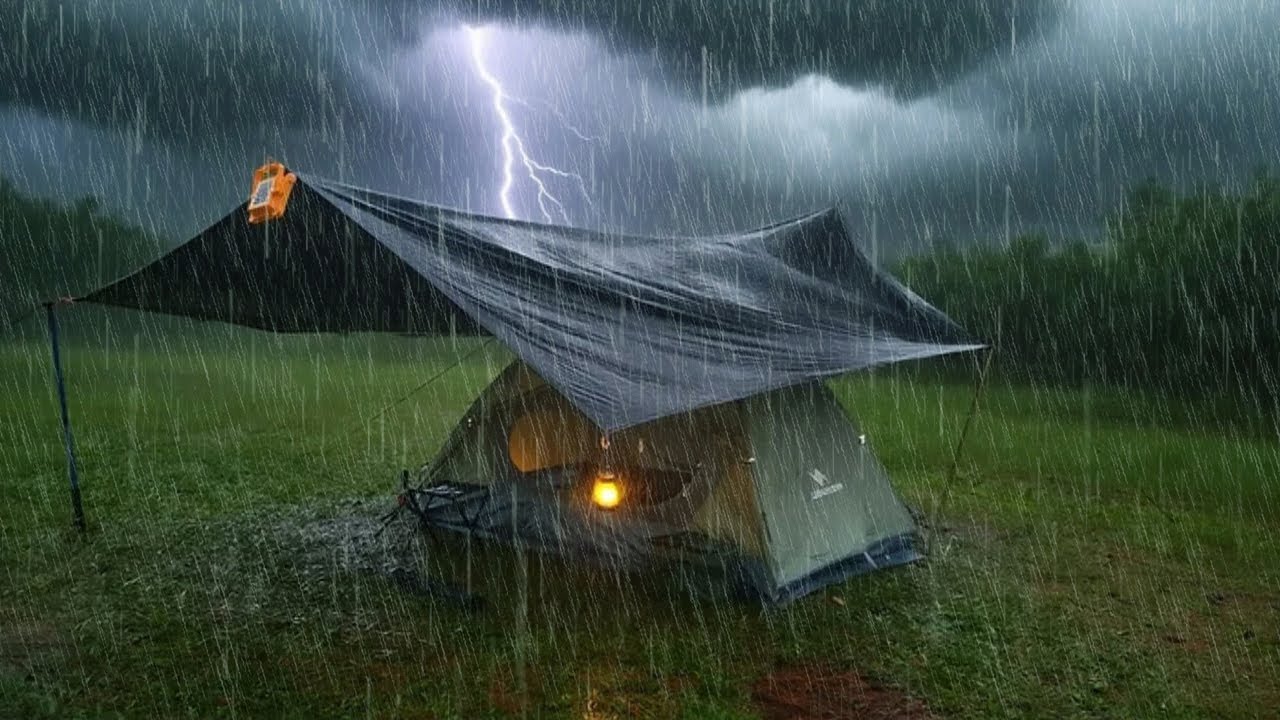 SOLO CAMPING IN EXTREME HEAVY RAIN ⛈️ | Deep Sleep in a Small Tent