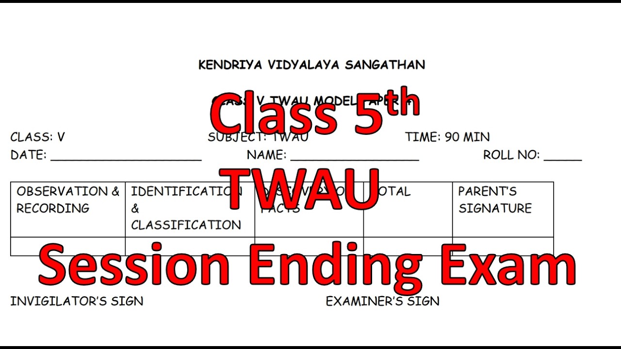 SESSION ENDING EXAM CLASS 5th TWAU FOR KV STUDENTS BY LET'S STUDY THE BASIC | Session 2025 -2026