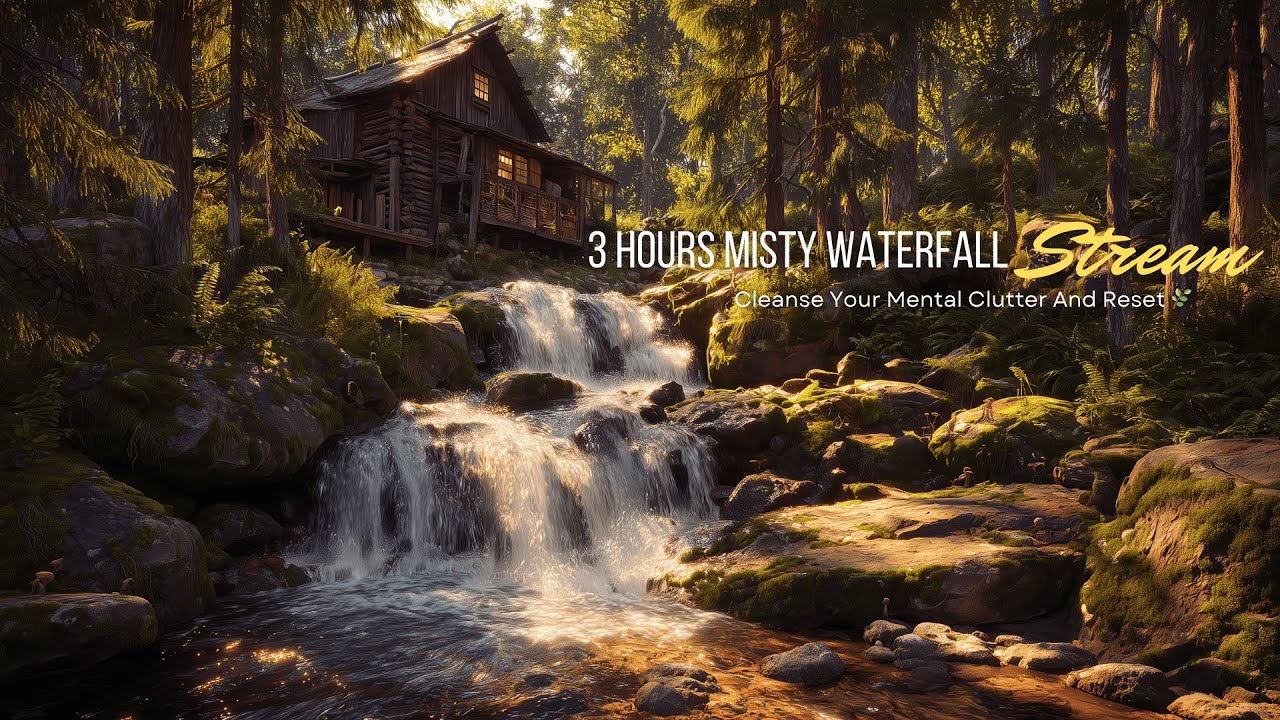 5 Hours Misty Waterfall Stream to Celanse Your Mental Clutter in The Morning