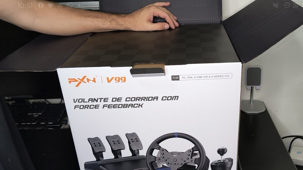 Unboxing e Primeiras Impressões do Volante Gamer PXN V99
