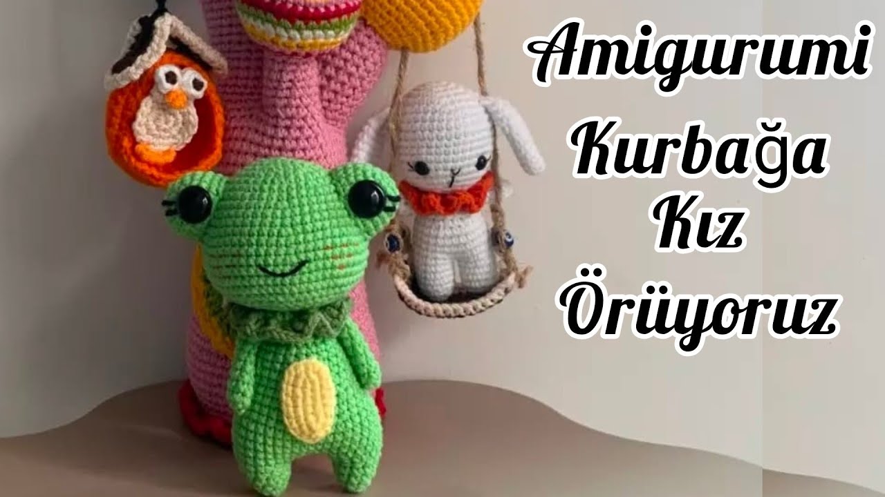 Amigurimi Kurbağa Kız Anahtarlık #handmade #crochet #amigurumi #knitting #cute 