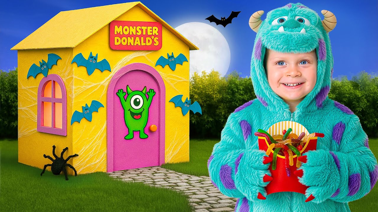 Kinder besuchen Monster Donald's | Halloween-Abenteuer