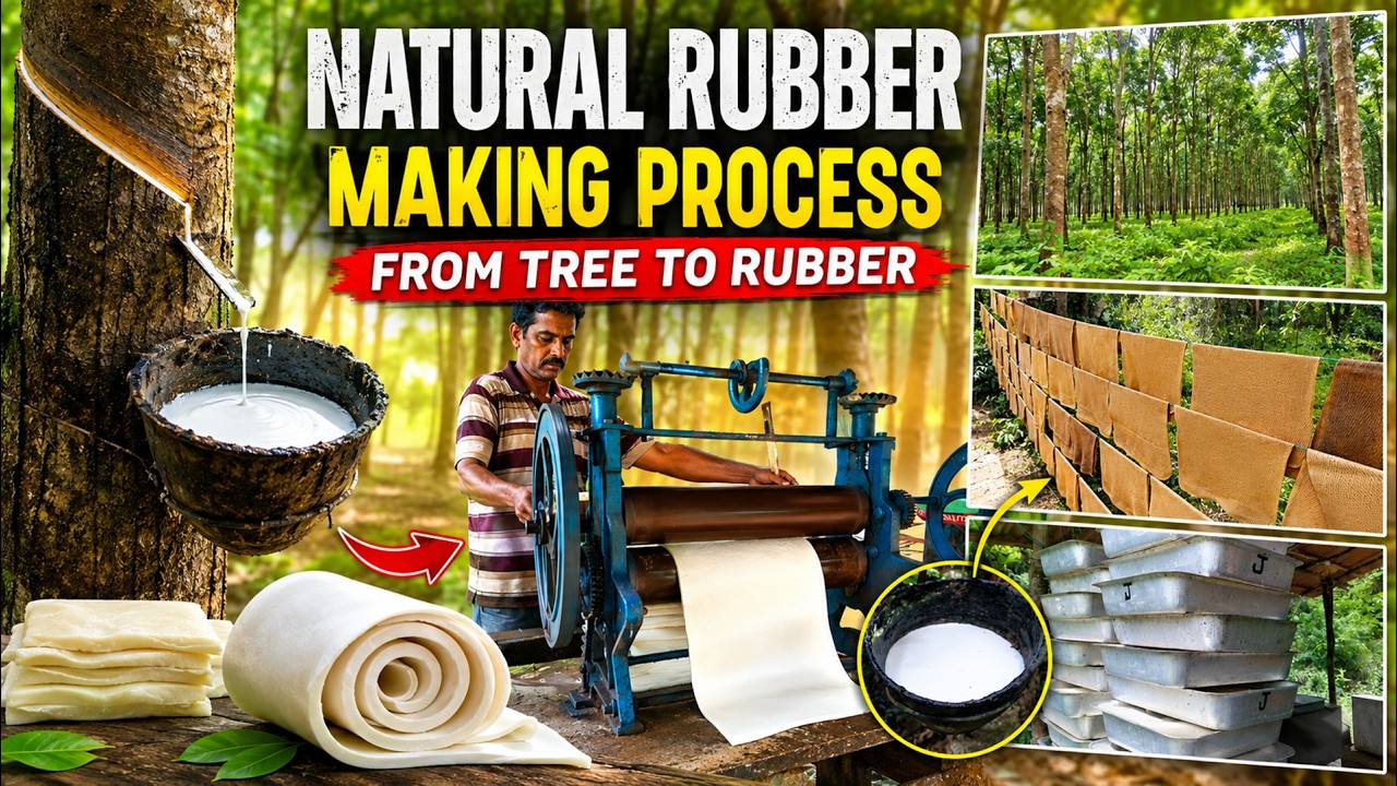 How natural Rubber is Made from Trees | Rubber Harvesting and Processing | Rubber Tapping Method