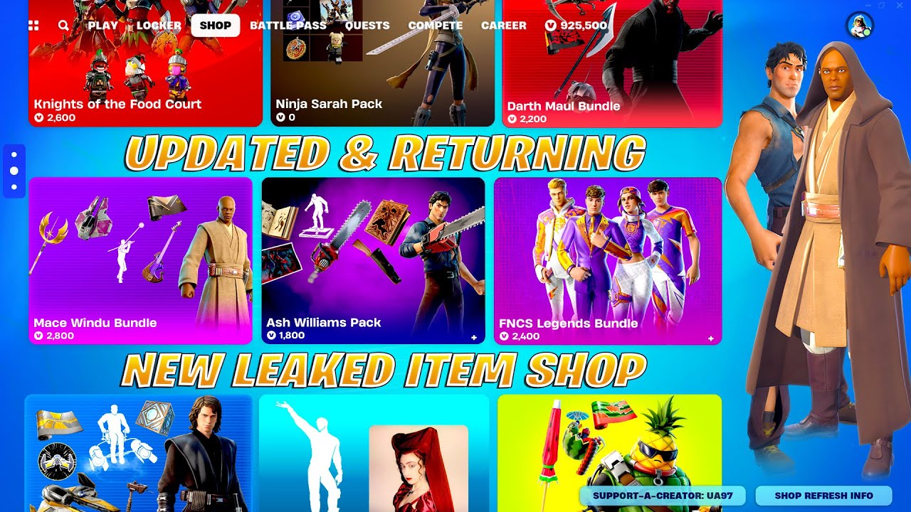 ALL NEW UPDATED & RETURNING Fortnite Item Shops🔥(Star Wars, FREE REWARDS, Ash Williams, ICONs)