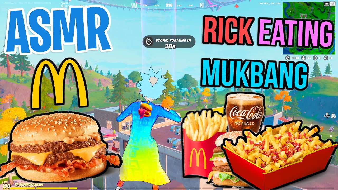 ASMR Gaming 🤤🍔 Fortnite McDonald's Mukbang Relaxing Eating and Rick Spectating 🎮🎧 Mouth Sounds 💤