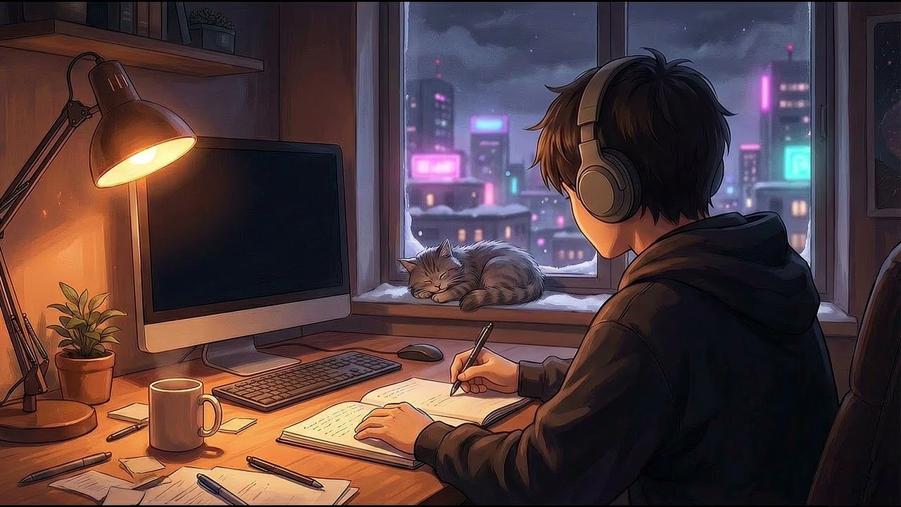 Silent Winter Workspace ❄️💻 – calm anime lofi for productivity