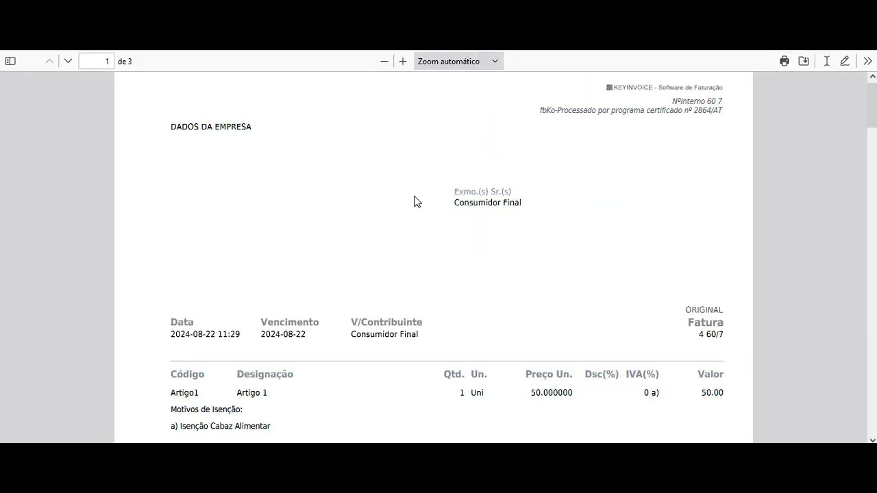 Como emitir um documento ao Consumidor Final?