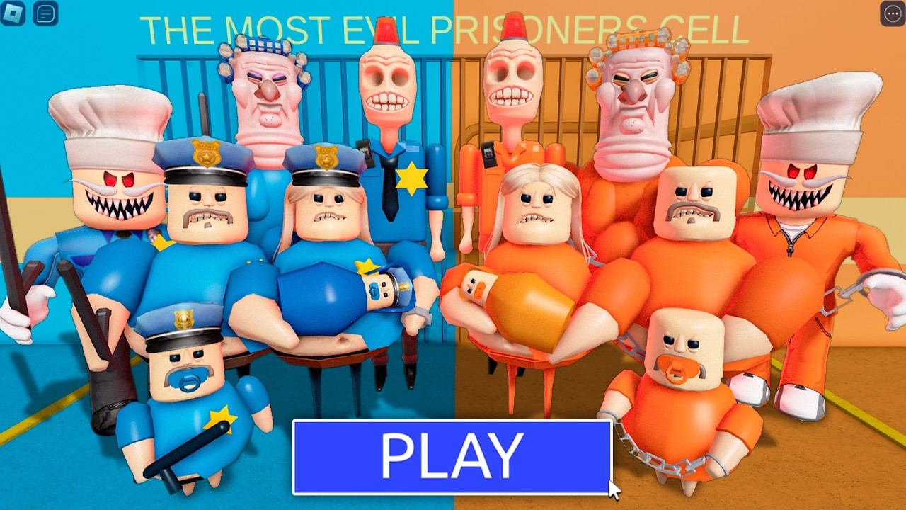 9999 PRISONERS Vs 9999 COPS in BARRY'S PRISON RUN! New Scary Obby (#Roblox)