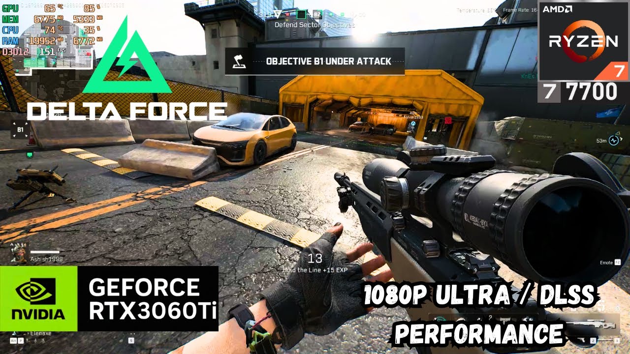 Delta Force : RTX 3060 Ti + Ryzen 7  7700  ( 1080p Ultra | DLSS )