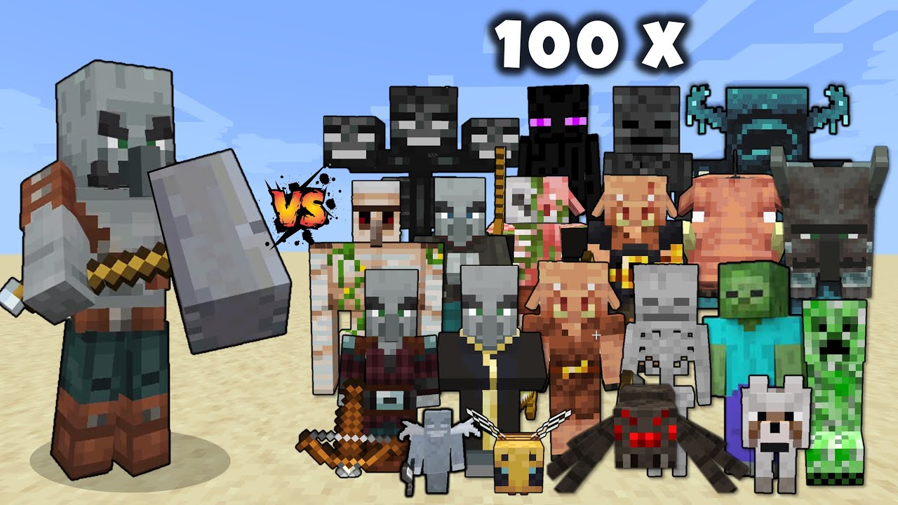 Hammer Smith vs All Mobs in Minecraft x100