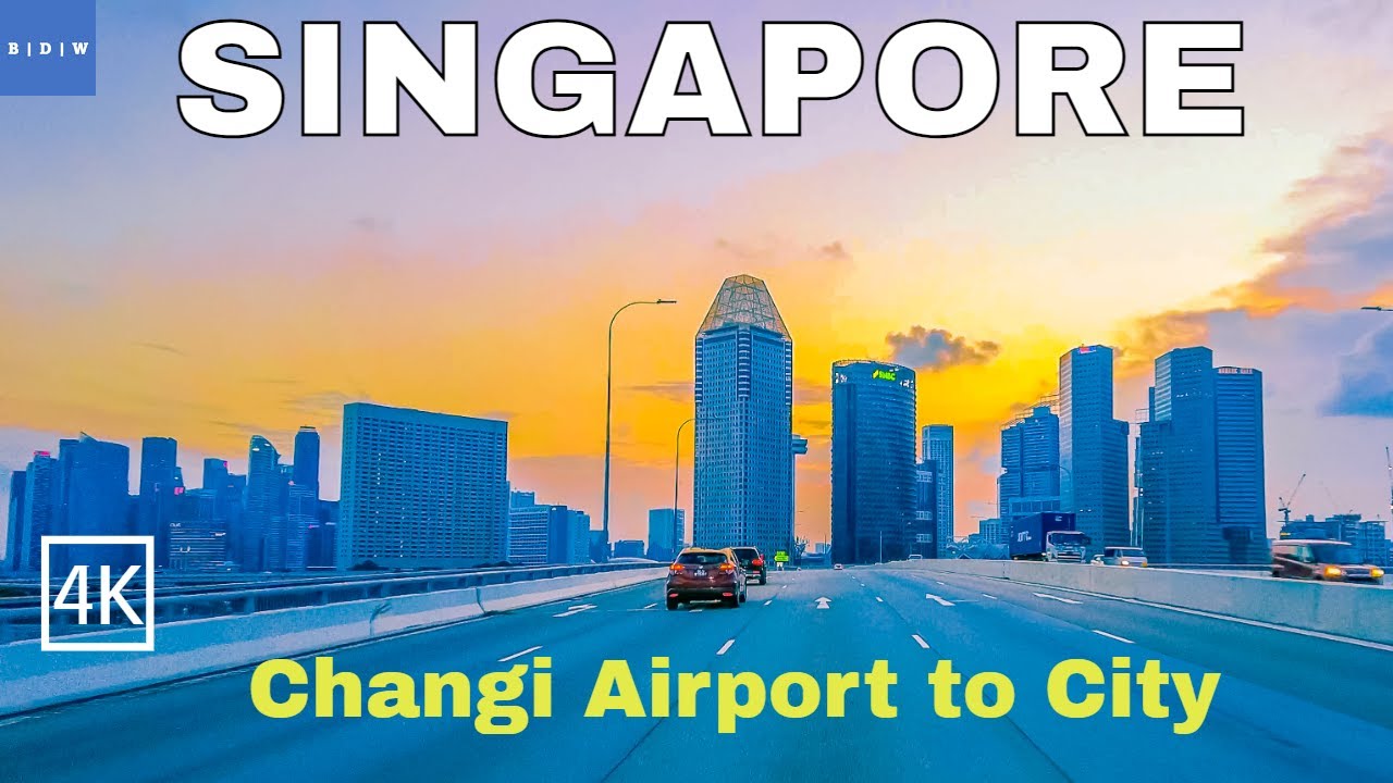 4K Scenic Driving in Singapore from Changi Airport to Marina Bay Sands/Downtown/CBD - Evening Drive