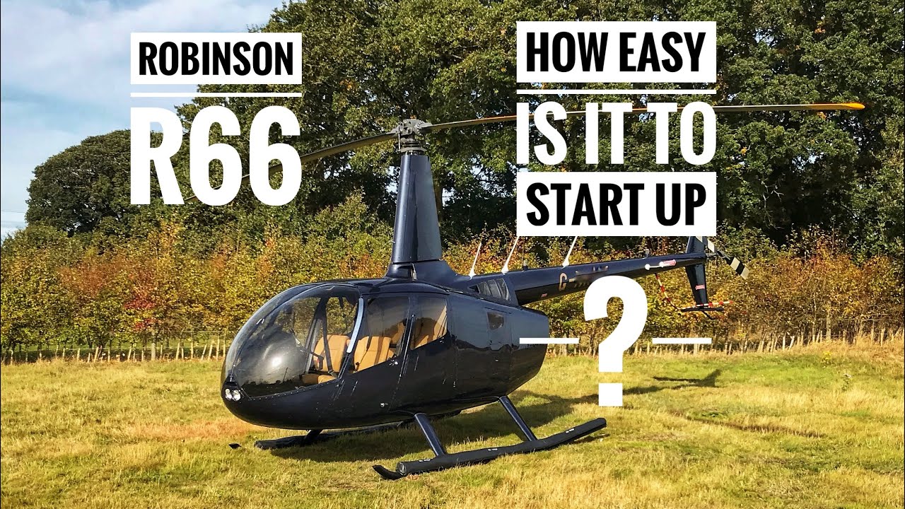 Запуск вертолета Robinson R66