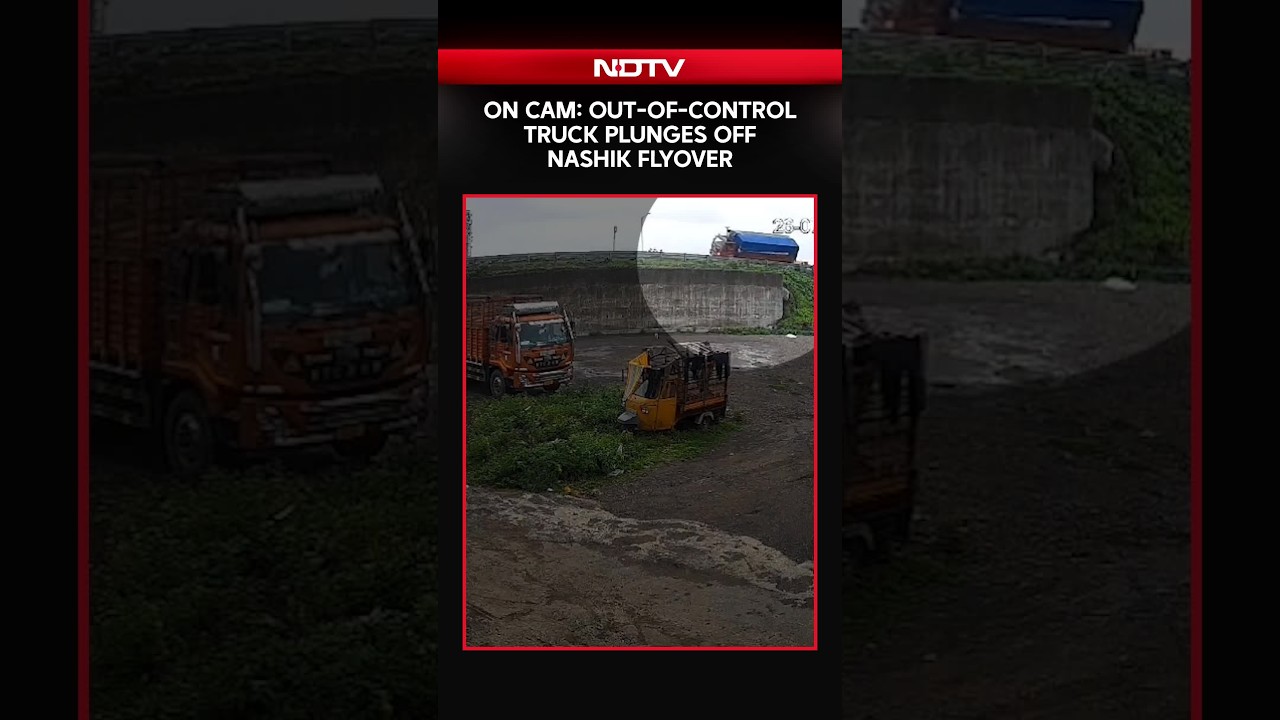 On Cam: Out-of-Control Truck Plunges Off Nashik Flyover