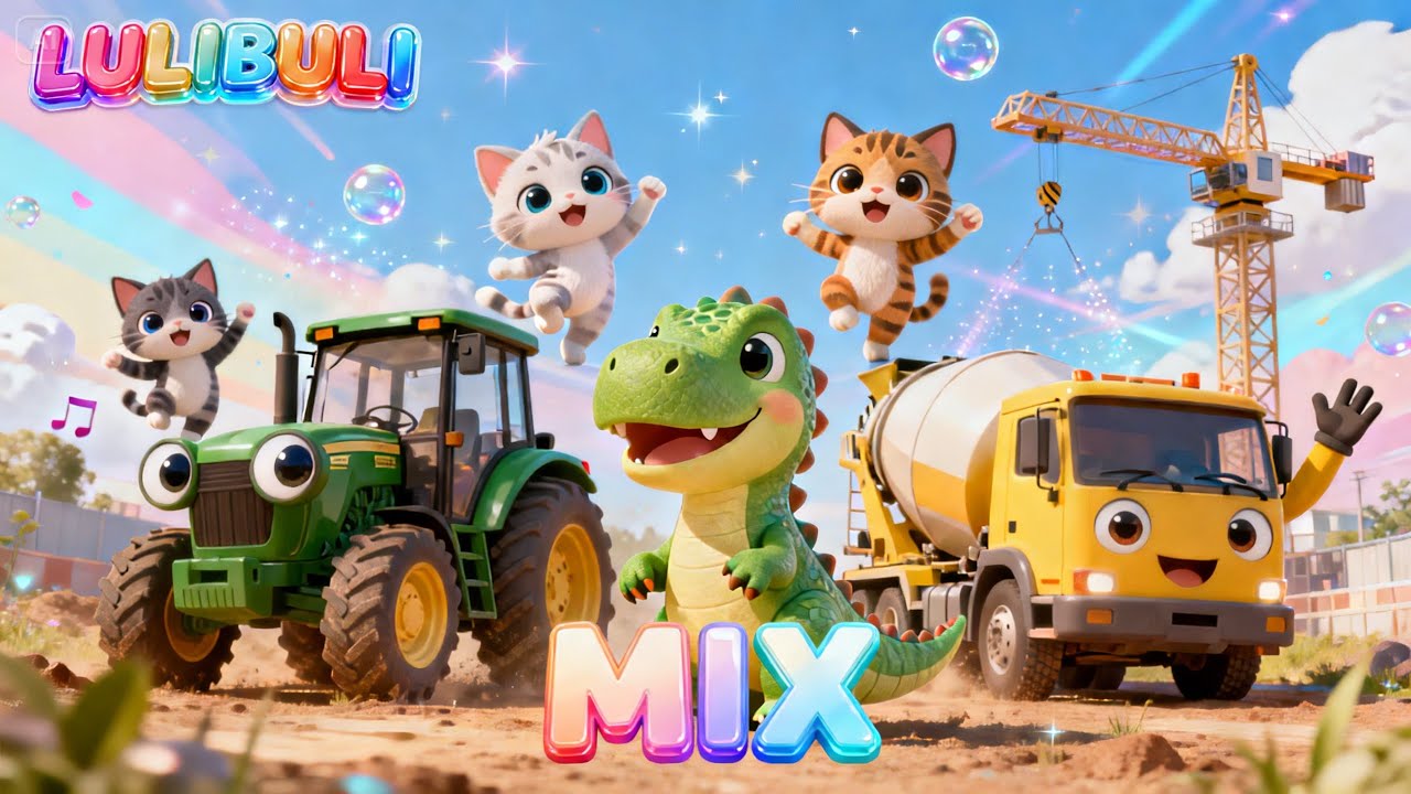 VELKÝ MIX 🚜🐱🦖 – Stroje & Zvířátka | Veselé písničky pro děti | LULIBULI