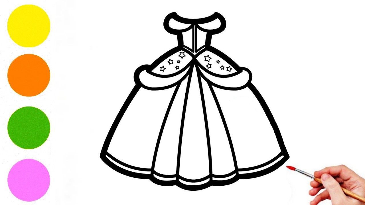 Beautiful Dress Drawing for Beginners | Step by Step