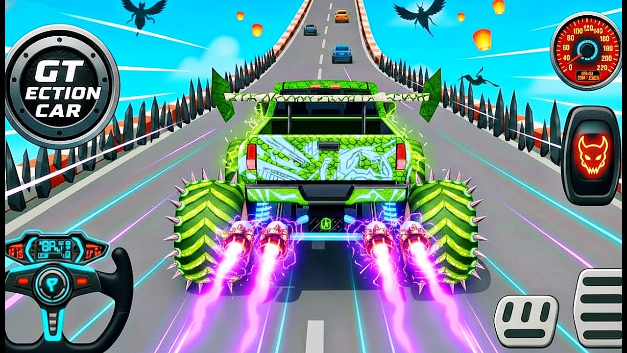 Mega Ramp Monster Car Racing 3D - Extreme Car Stunts -Android Gamepla #MegaRamp #3DGames #CarRacing
