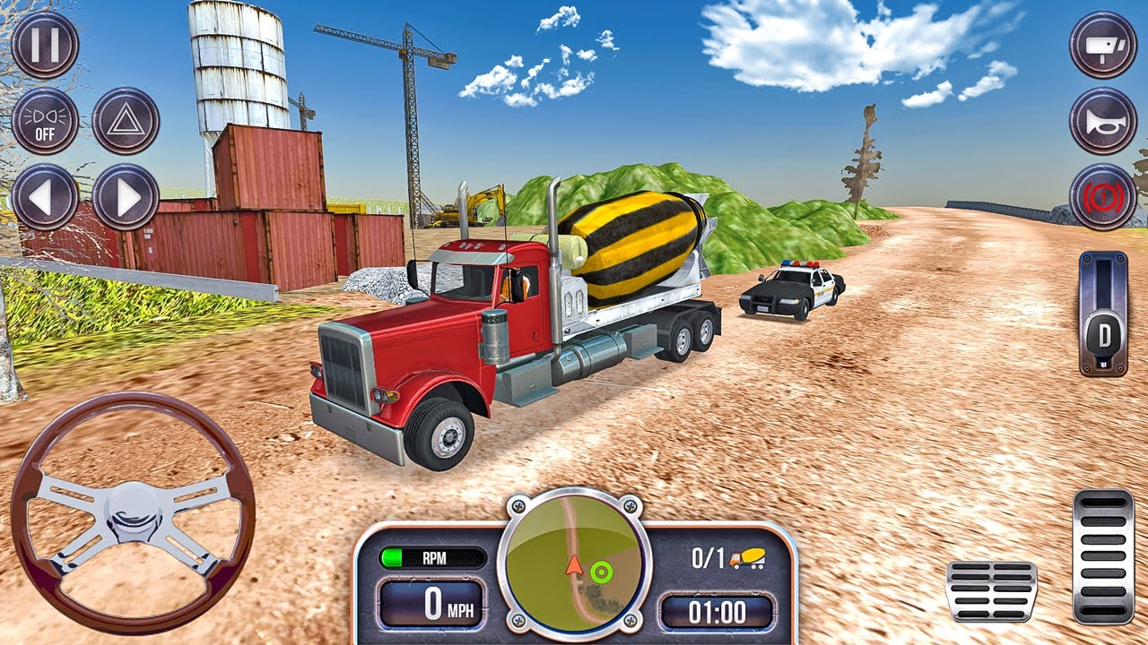 Concrete Mixer Truck Driving to Quarry Site - Construction Sim 2022 - Android Gameplay