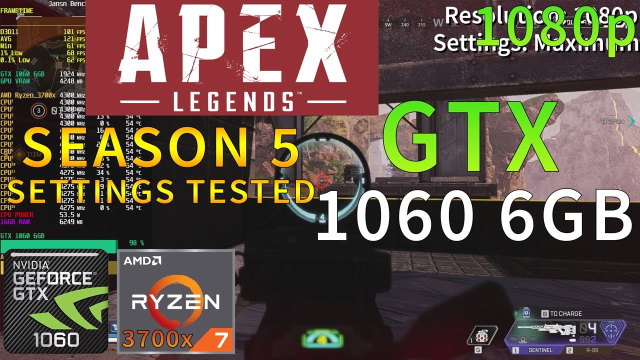 Apex Legends Season 5 | GTX 1060 | Ryzen 7 3700x | High & Low Settings Tested | 1080p