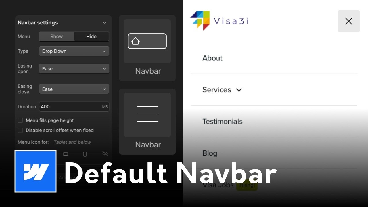 Учебное пособие по созданию навигационной панели Webflow для начинающих (компонент по умолчанию)