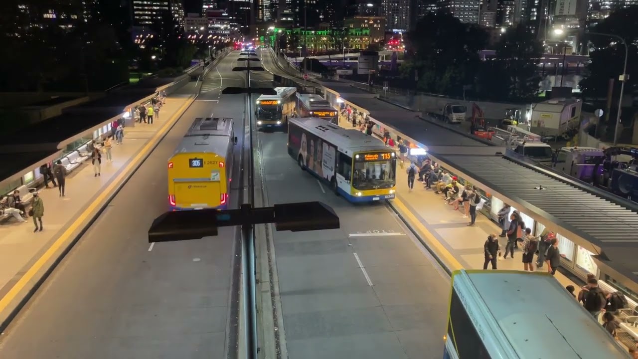 Almost an hour of Buses at Cultural Centre Busway Station (South East Busway, Brisbane)