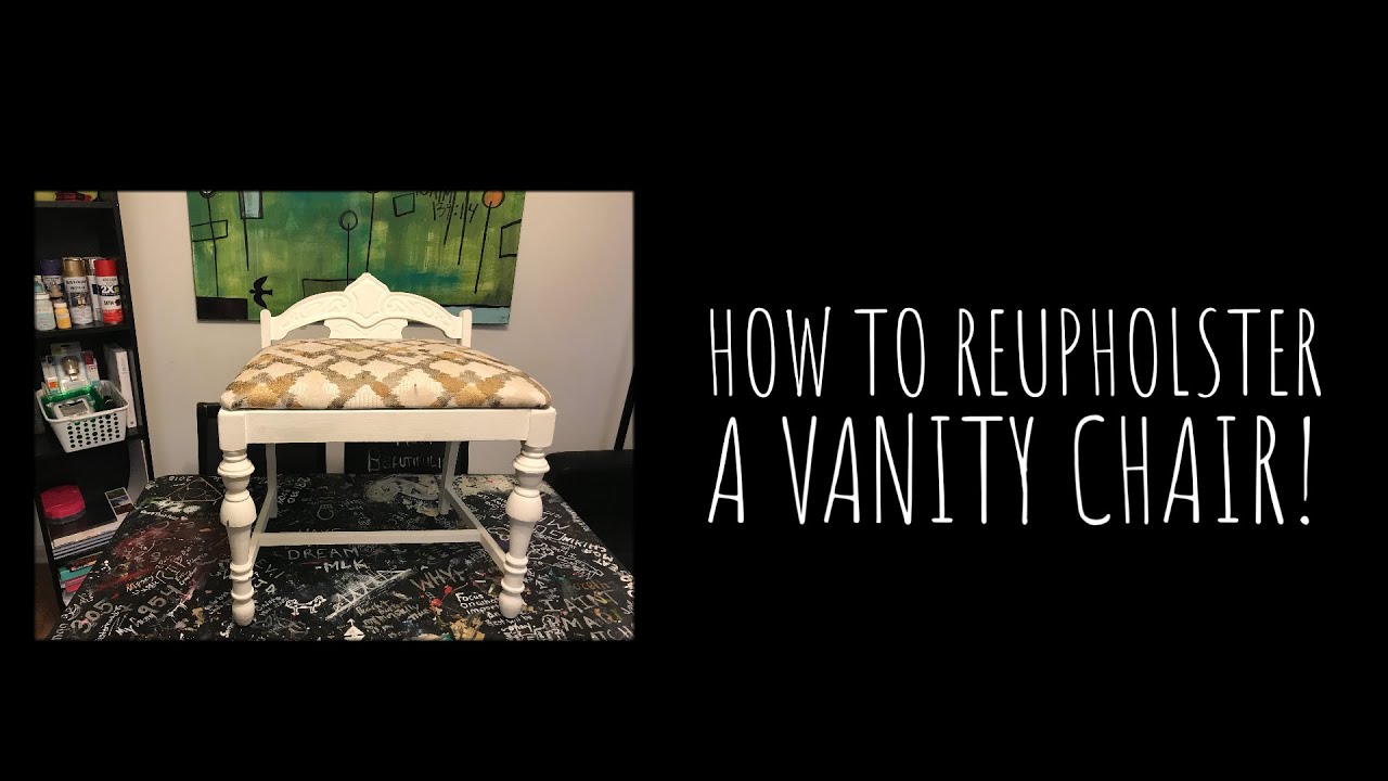 #GOODWILL #GOODWILLFLIP #FURNITURE #DIY How to reupholster a vanity bench for under 10 dollars !