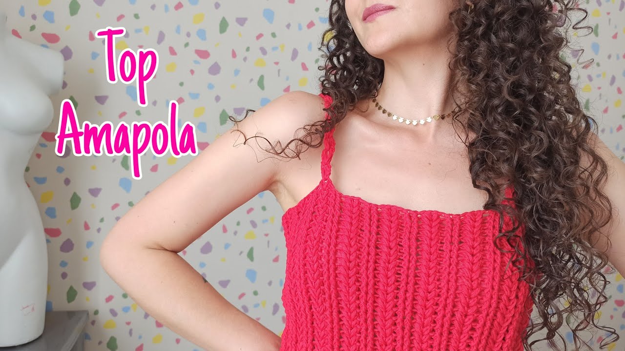 Top Amapola🥰 tejido a crochet en una sola pieza / para todas las edades