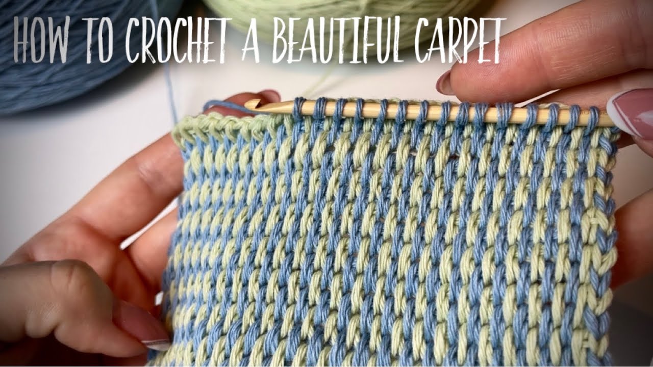 ТУНИССКОЕ ВЯЗАНИЕ: ВЕЛИКОЛЕПНЫЙ ДВУЦВЕТНЫЙ КОВЕР, ПЛЕД 🦋/ HOW TO CROCHET BEAUTIFUL CARPET