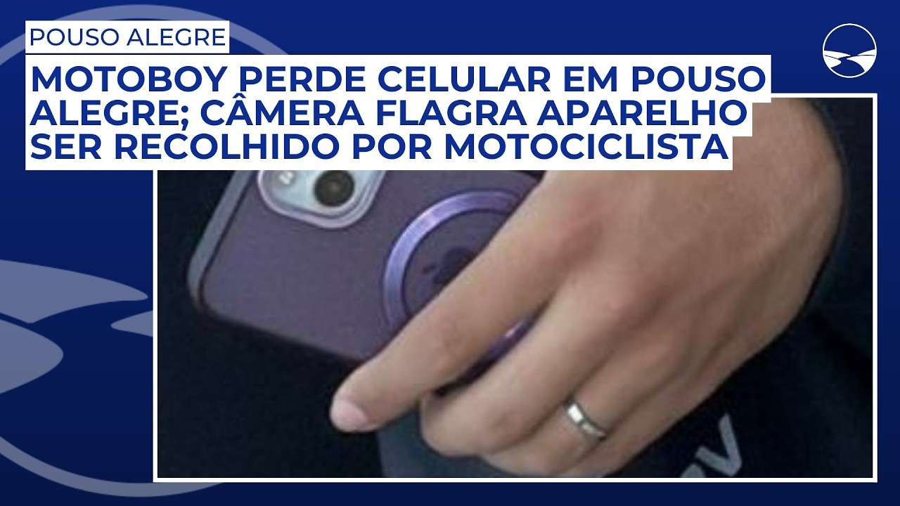 Motoboy perde celular em Pouso Alegre; câmera flagra aparelho ser recolhido por motociclista