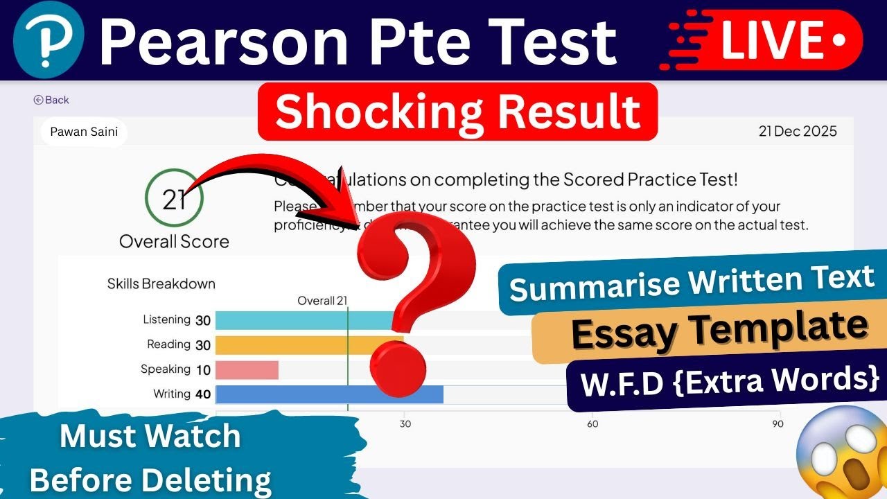 My Pearson Mock Test Result |Shocking 😱| Pawan Pte