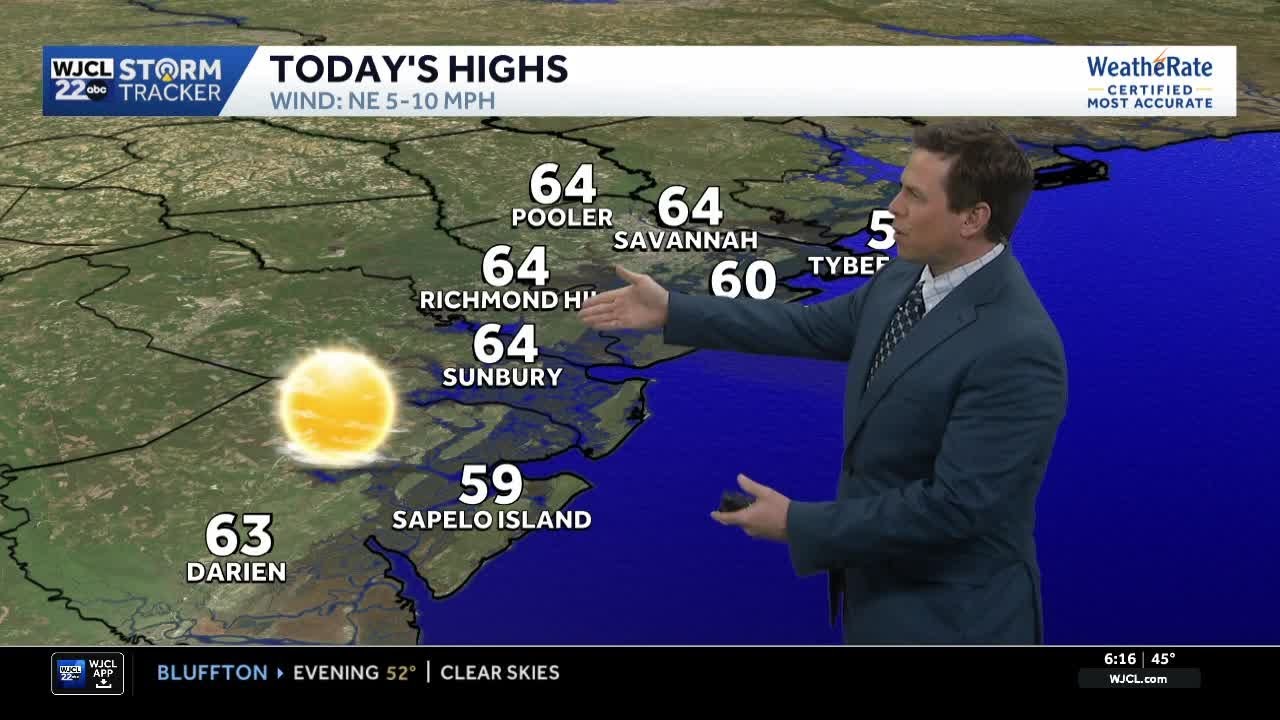 Sunshine and cooler for the Savannah area