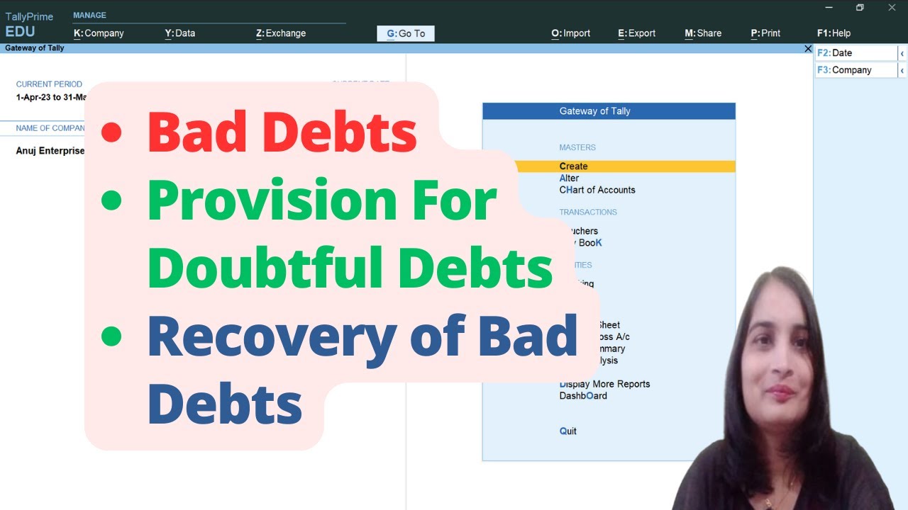Provision for Doubtful Debts Entry in Tally| Bad Debts entry in Tally| Bad Debts Recovery entry|