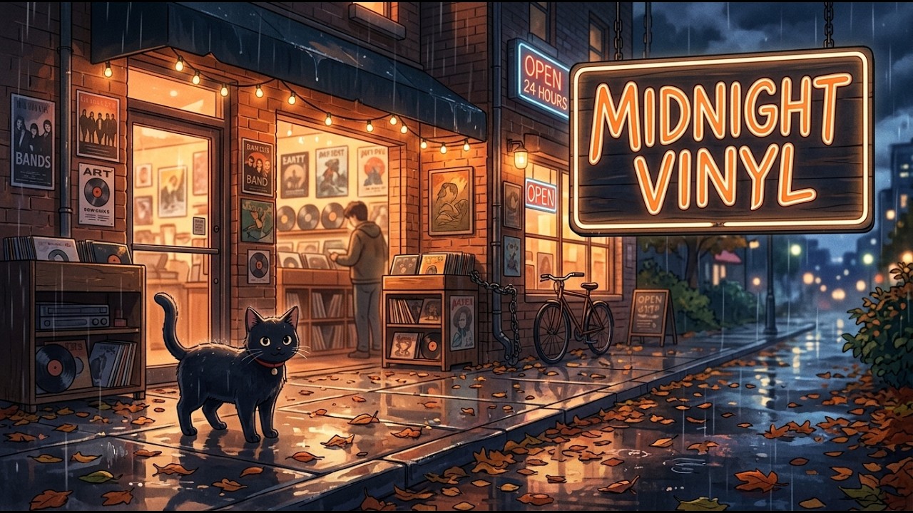 Rainy Nights and Midnight Vinyl 🌙 Late Night Lofi for Reading & Chill | Jazzy Vinyl Beats