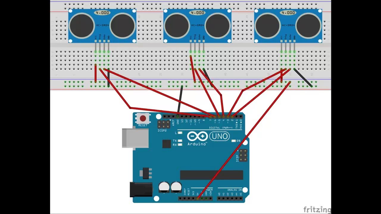 3 HC-SR05 HC-SR04  and arduino -Ultrasonic HC-SR04 Range Sensor