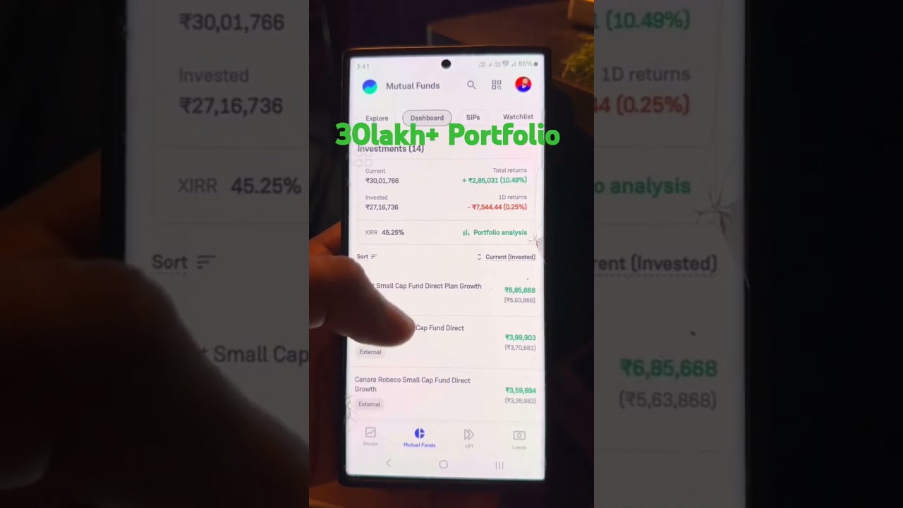 my mutual fund portfolio return groww app #groww #mutualfund #sip #investing