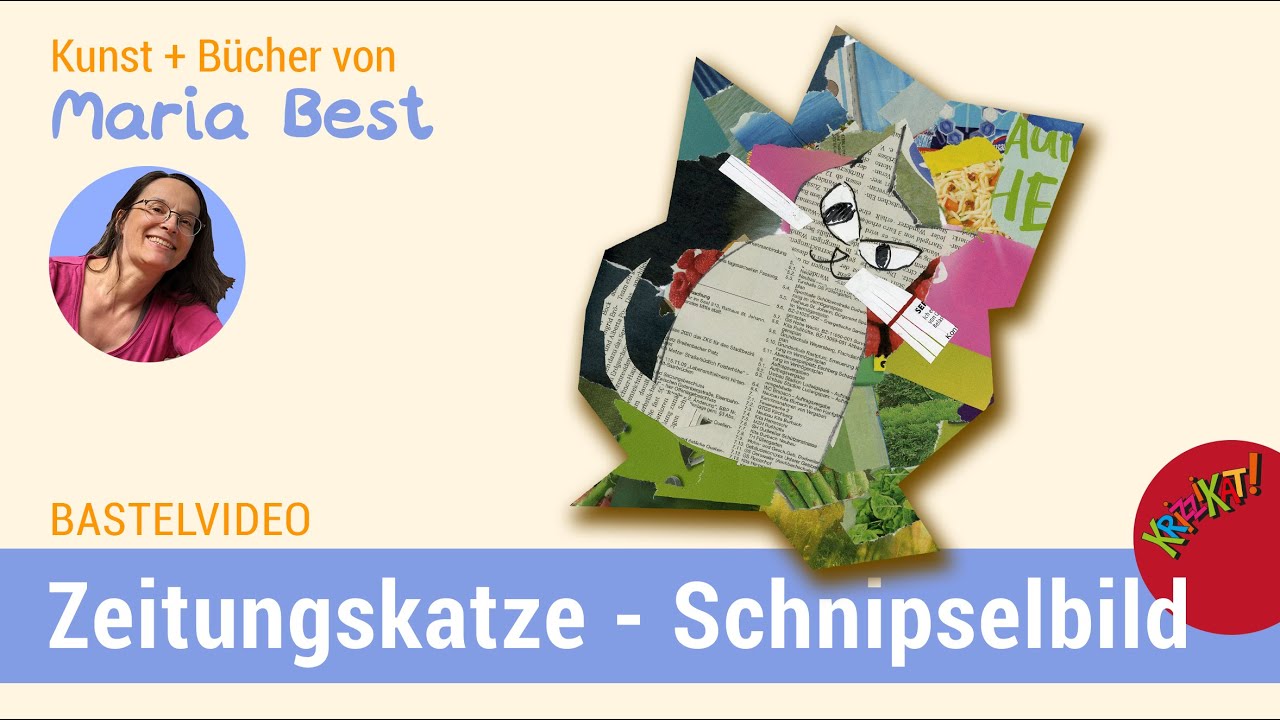 Die Zeitungskatze - eine lustige #Collage aus bunten Schnipseln - für 1. + 2. Klasse #Grundschule