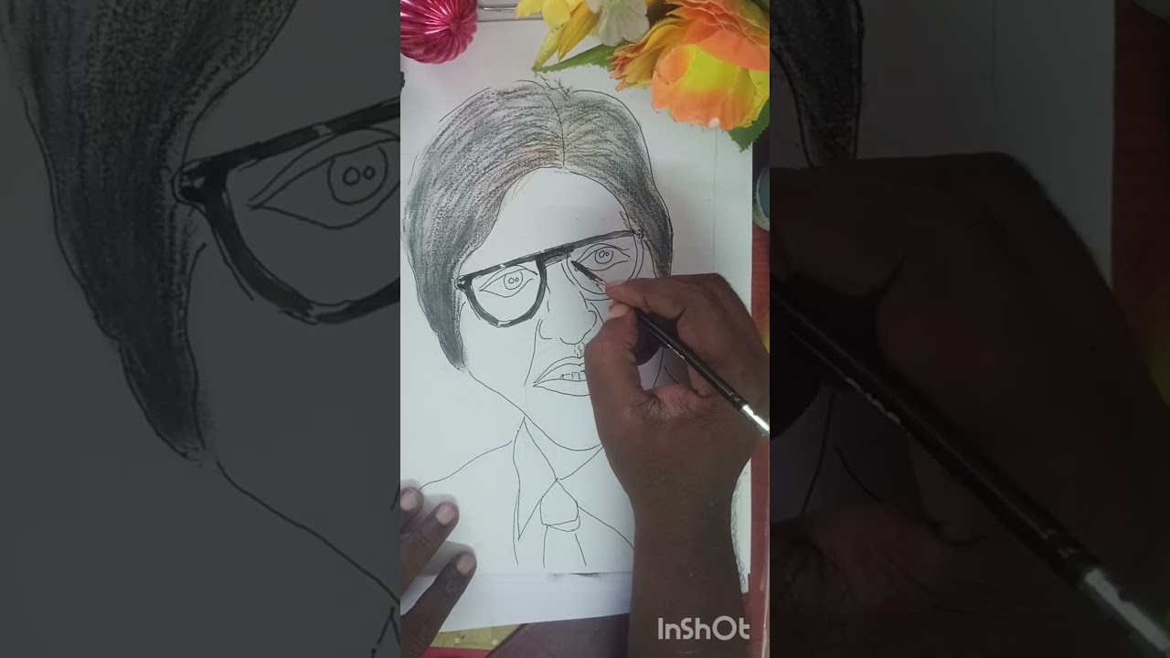 How to draw Amitabh Bachchan ##pencil crayon Art##water colour portrait ##Mega star##