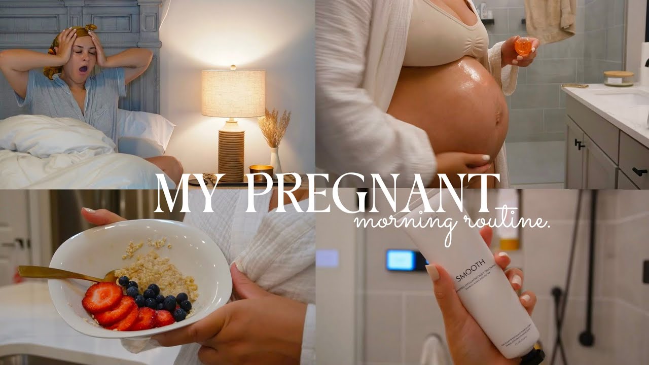 PREGNANT SELF CARE MORNING ROUTINE| hygiene + bump care + supplements + affirmations & more